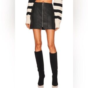 Free People Layla Faux Leather Mini Skirt in Black Sz 14